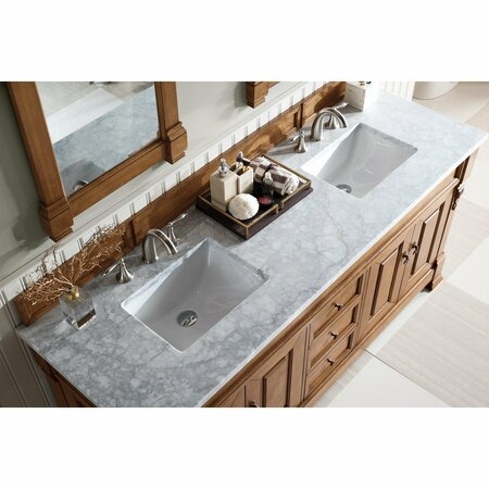 James Martin Vanities Brookfield 72in Double Vanity, Country Oak w/ 3 CM Carrara Marble Top 147-114-5771-3CAR